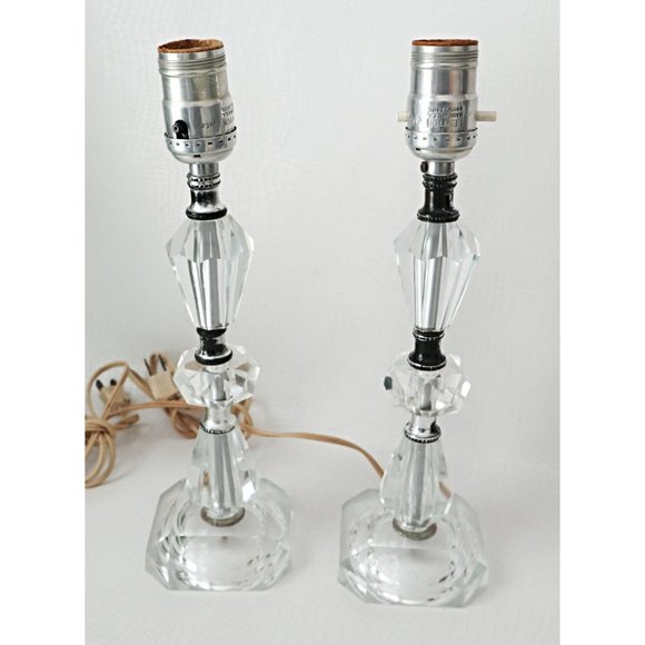 2 Vintage Clear Glass Table Lamps MCM - Picture 1 of 9